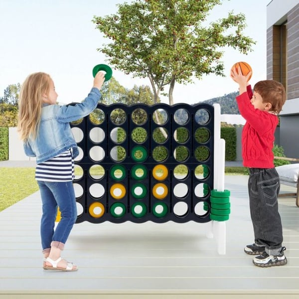 Spil sæt, Kæmpe 4 på Stribe Spil Jumbo, 84x33x79 cm, Grå/Hvid