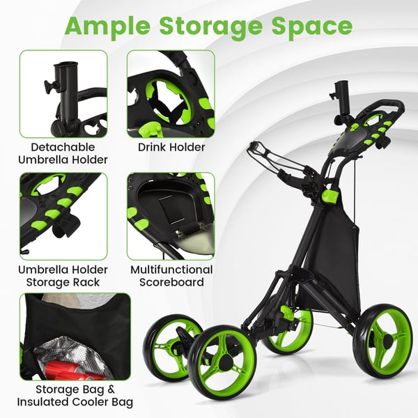 Golf Push Cart, 110x100x65 cm, Grøn