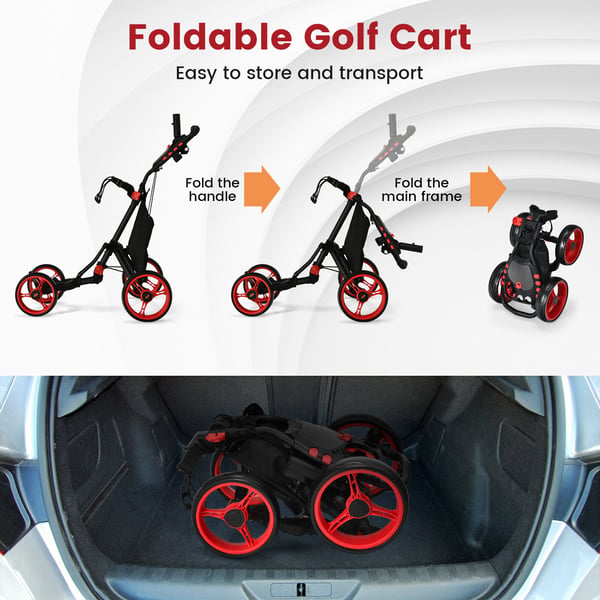 Golf Push Cart, 110x100x65 cm, Rød