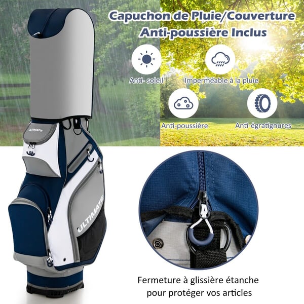 Golf Stand Bag, 42x31x130 cm, Sininen + Harmaa