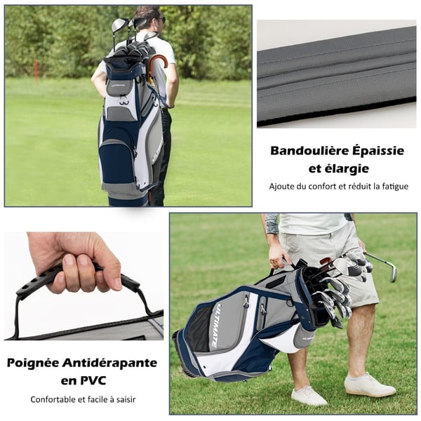 Golf Stand Bag, 42x31x130 cm, Sininen + Harmaa