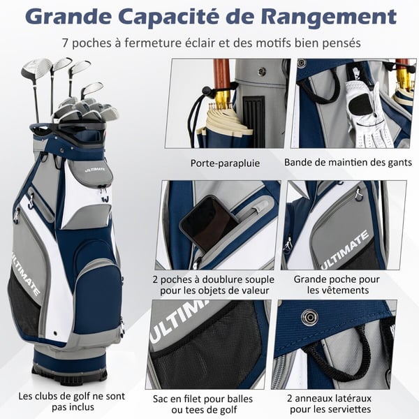 Golf Stand Bag, 42x31x130 cm, Sininen + Harmaa