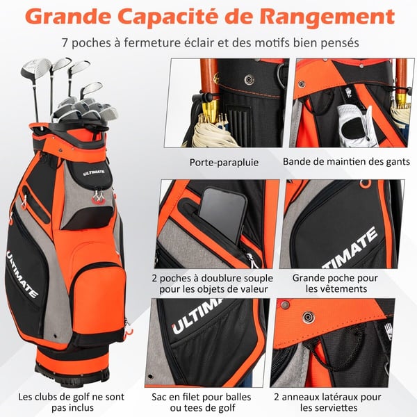 Golf Stand Bag, 42x31x130 cm, Musta ja Punainen Golf Stand Bag, 42x31x130 cm, Musta ja Punainen