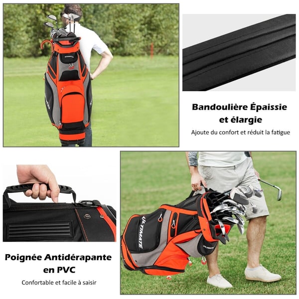 Golf Stand Bag, 42x31x130 cm, Musta ja Punainen