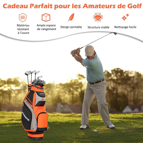 Golf Stand Bag, 42x31x130 cm, Musta ja Punainen