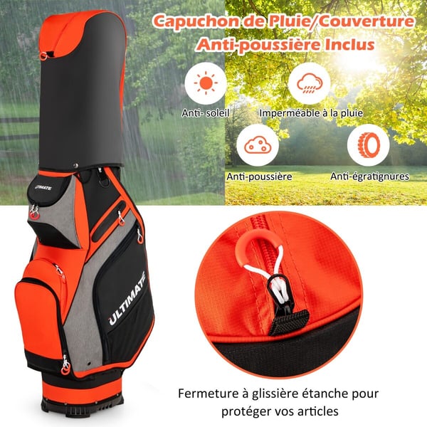 Golf Stand Bag, 42x31x130 cm, Musta ja Punainen