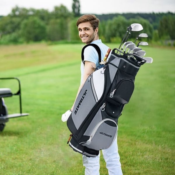 Golfkärryn kassi, 36x29x91 cm, Musta Harmaa