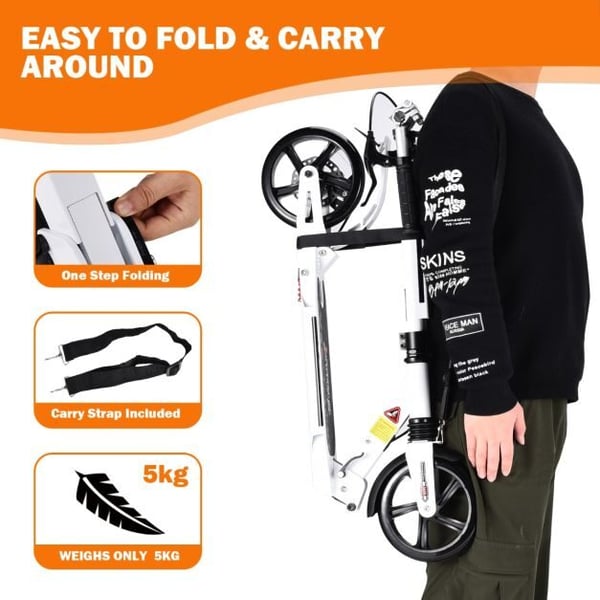 Sparkcykel, 95x37x86.5-101 cm, Hvid