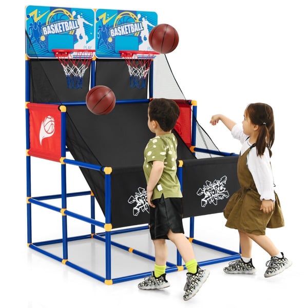 Basketball Spil Sæt, 35,5x35,5x55 cm, Sort/Blå/Rød