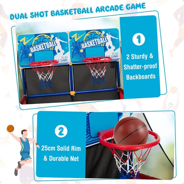 Basketball Spil Sæt, 35,5x35,5x55 cm, Sort/Blå/Rød