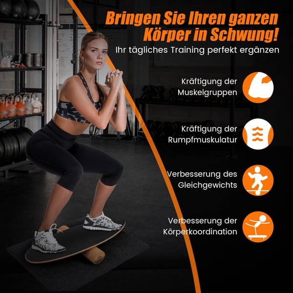 Balancebræt træner, 75x25.5 cm, Sort Balancebræt træner, 75x25.5 cm, Sort