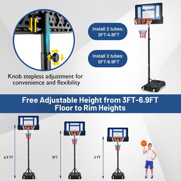 Basketballstativ, 90/158-210 cm, Blå