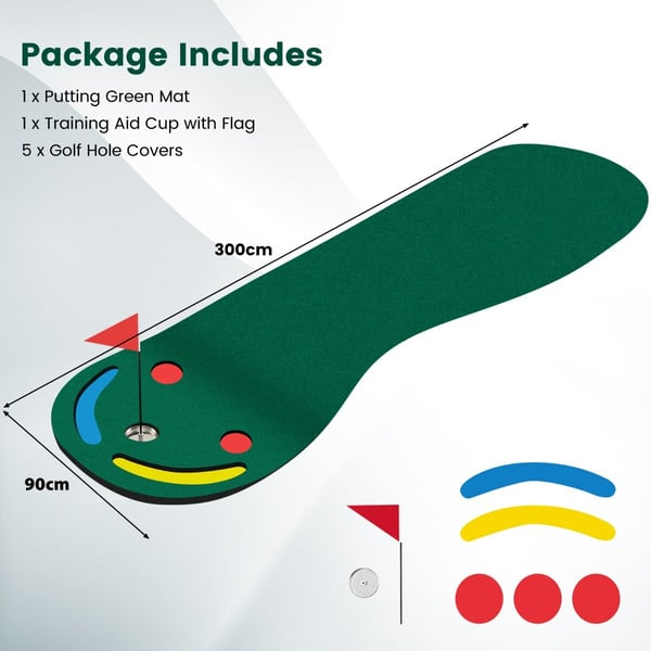 Golf putting green sæt, 25×8 cm, grøn