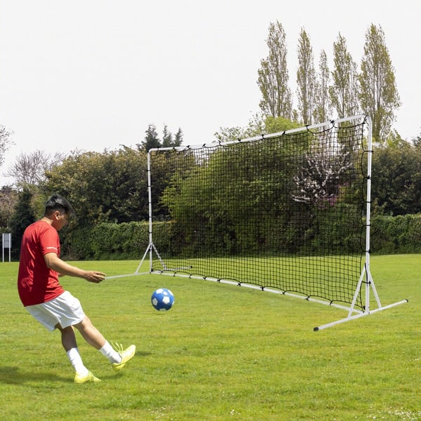 Fodboldsparksnet, 375x151x185 cm, Sort/Hvid