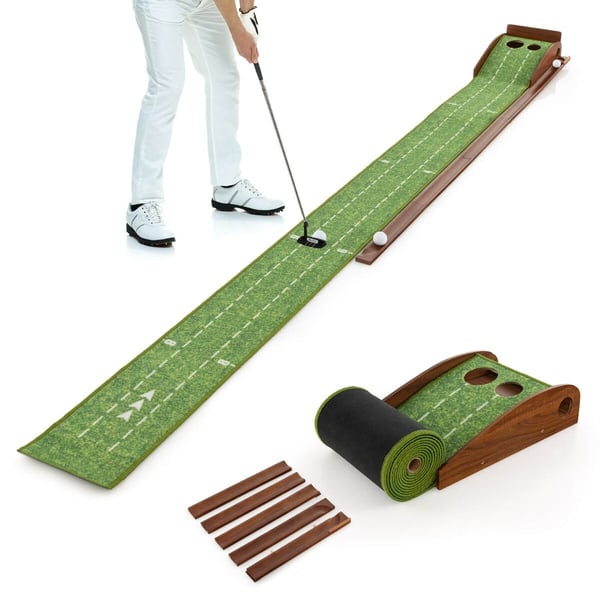 Golf Putting Mat, 25×3×15 cm, Brun Grøn