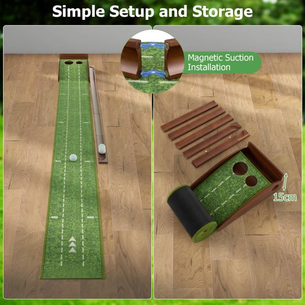 Golf Putting Mat, 25×3×15 cm, Brun Grøn