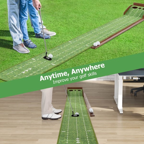 Golf Putting Mat, 25×3×1 cm, Ruskea Vihreä