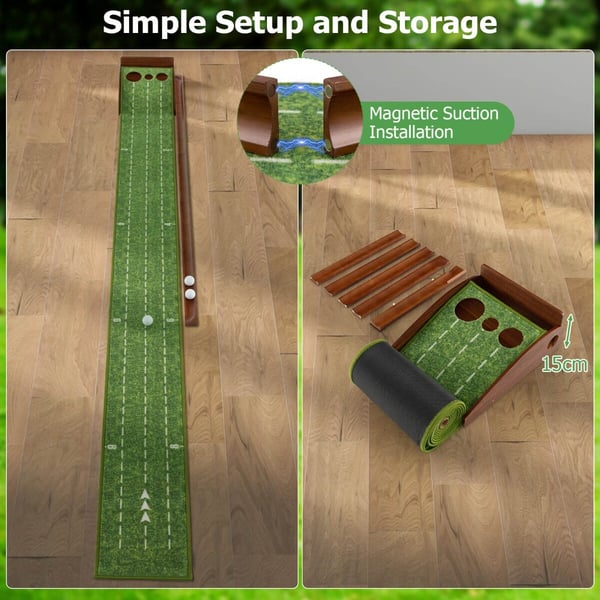 Golf Putting Mat, 25×3×1 cm, Ruskea Vihreä
