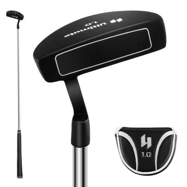 Golf putter, 35, sort - materiale: zinklegeringshoved + stålskaft + gummigreb