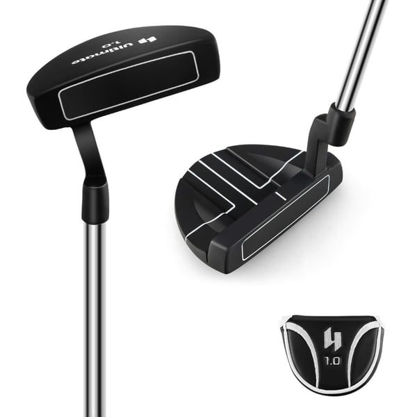 Golf putter, 35, sort - materiale: zinklegeringshoved + stålskaft + gummigreb