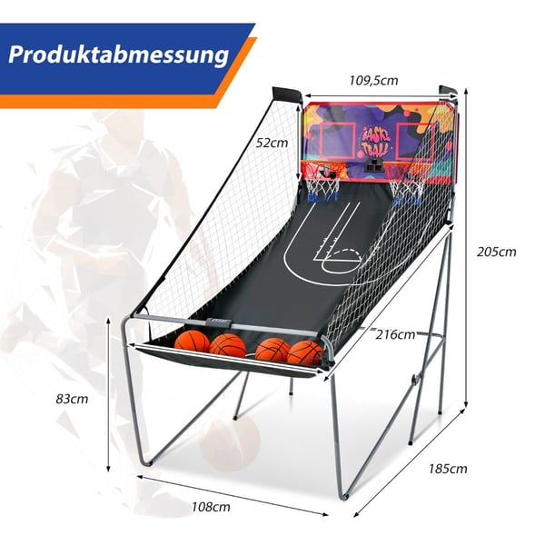 Basketball maskine, 207x108x205 cm, Sort, Lilla