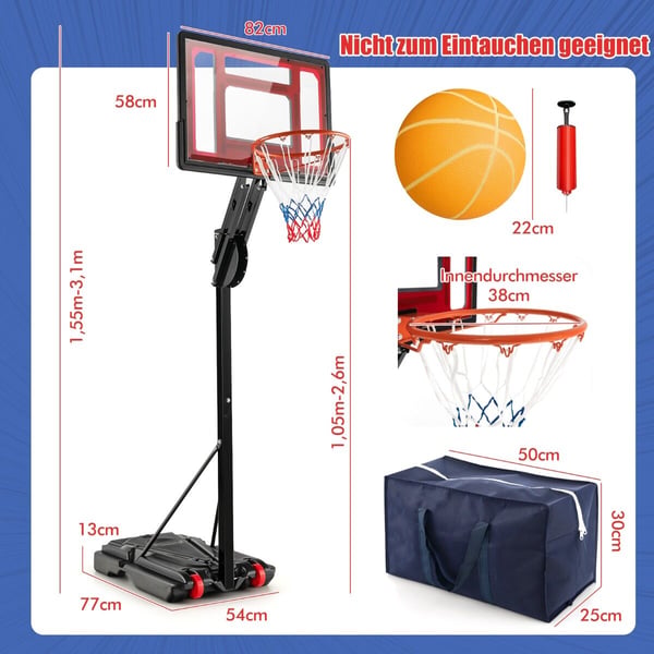 Basketballkurv Sandsæk, 75x41x12 cm, Sort
