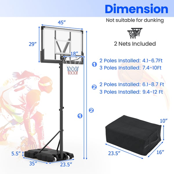 Basketballkurv, 45x29, Sort - materiale: metal, pc, pet, hdpe