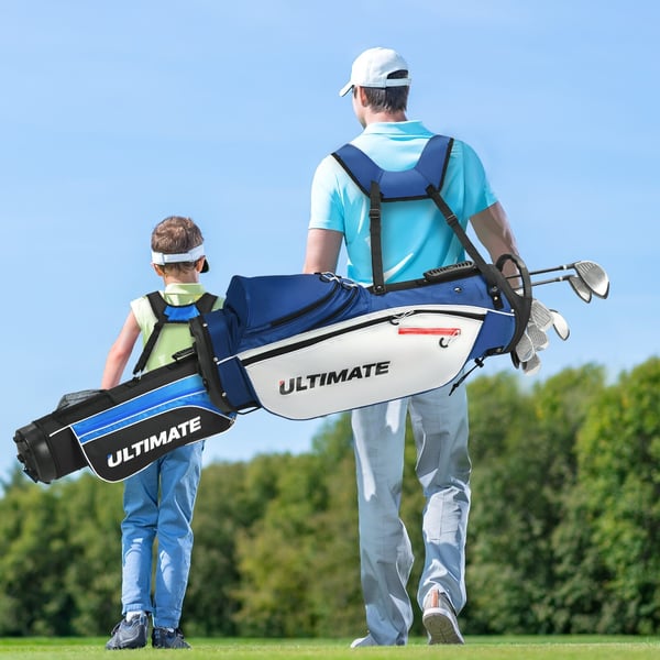 Golfkølle sæt, 9 dele til begyndere med stativtaske, ergonomisk design, kraftig metal
