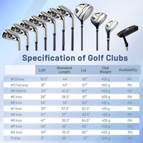 Golfkølle sæt, 87 cm, Gul