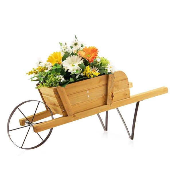 Trævogn Planter, 70×27×29 cm, Valnød/Rød