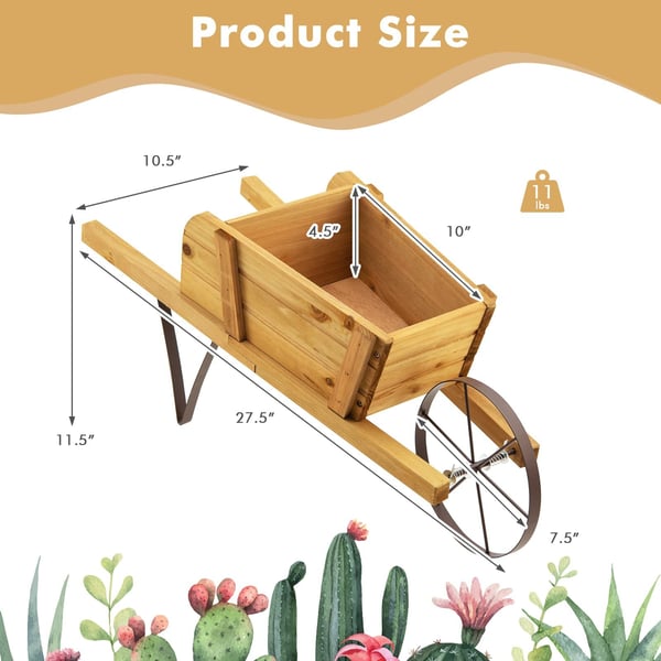 Trævogn Planter, 70×27×29 cm, Valnød/Rød