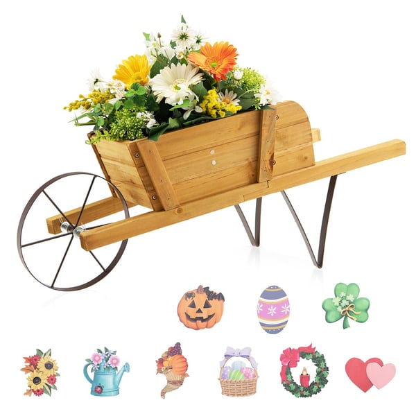 Trævogn Planter, 70×27×29 cm, Valnød/Rød