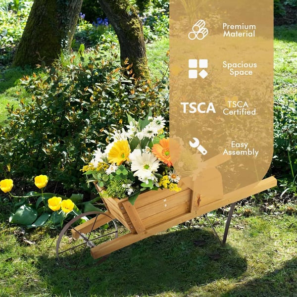 Trævogn Planter, 70×27×29 cm, Valnød/Rød
