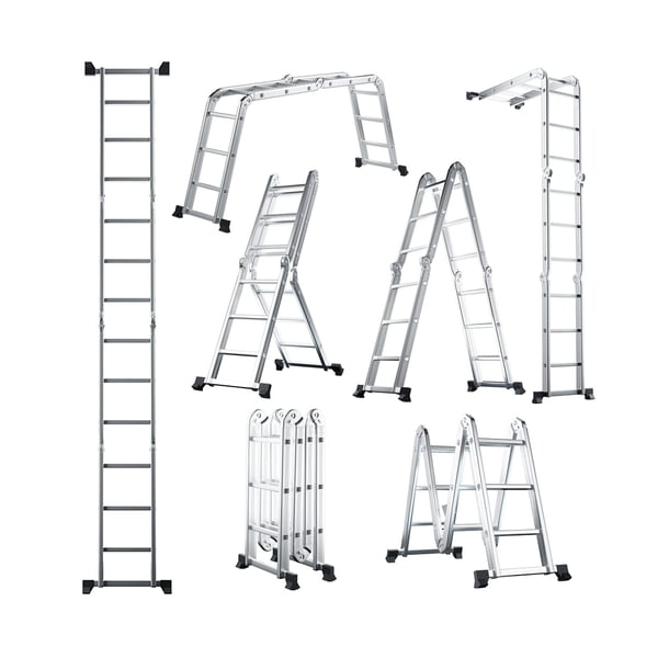 Sammenklappelig aluminiumsstige, 24x6x146 cm, Sølv