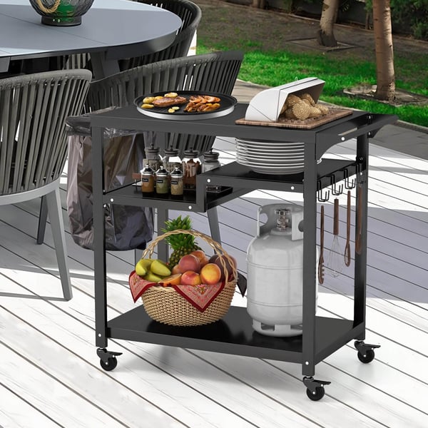 Grillvogn, 112x51x94 cm, Sort