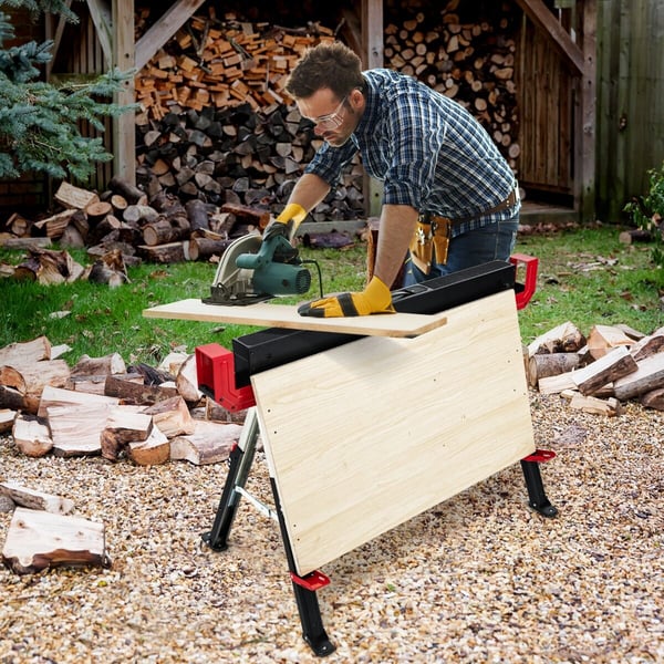Taitettavat sahapukit, 109×52 cm-69×61 cm-32,5 tuumaa, punainen
