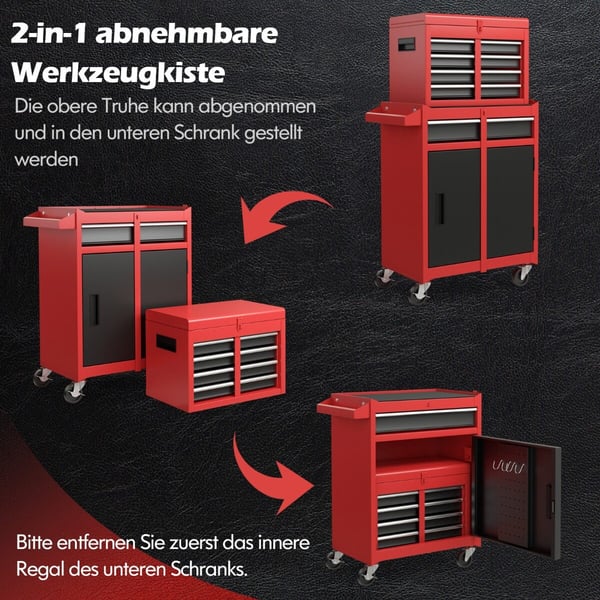 Työkalujen säilytyskaappi, 60×28×102 cm, Musta ja Punainen