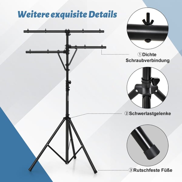 Lampestativ, 140x140x186-351 cm, Sort