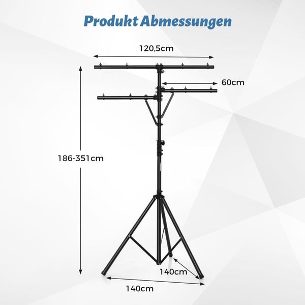 Lampestativ, 140x140x186-351 cm, Sort