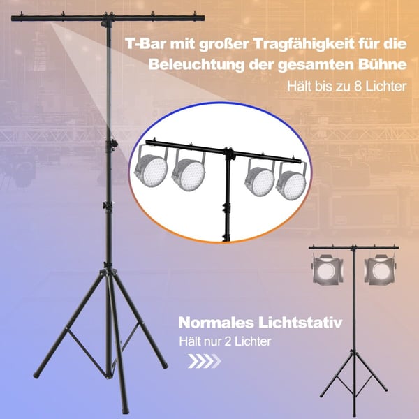 Lysstativ, 426x126x180-350 cm, Sort