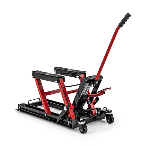 Moottoripyörän hydraulinen nostin, 106x36x74-91 cm, musta ja punainen
