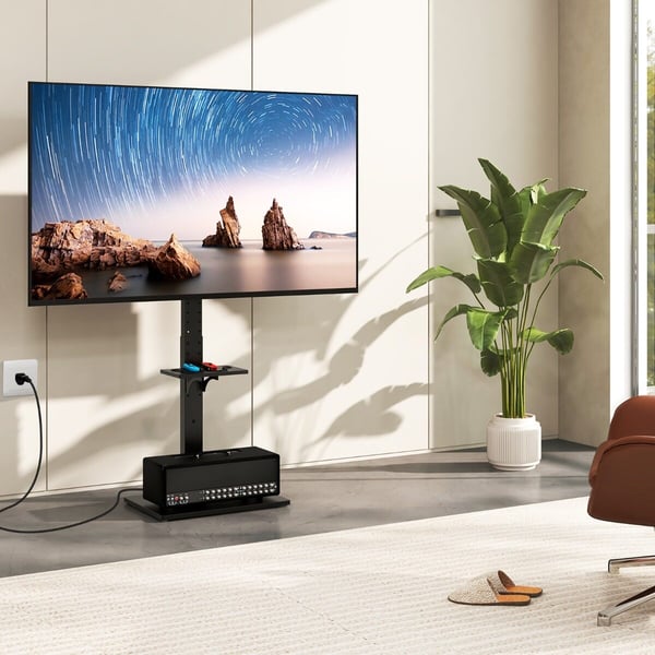 TV-lattiateline, 66x40x108-132 cm, Musta