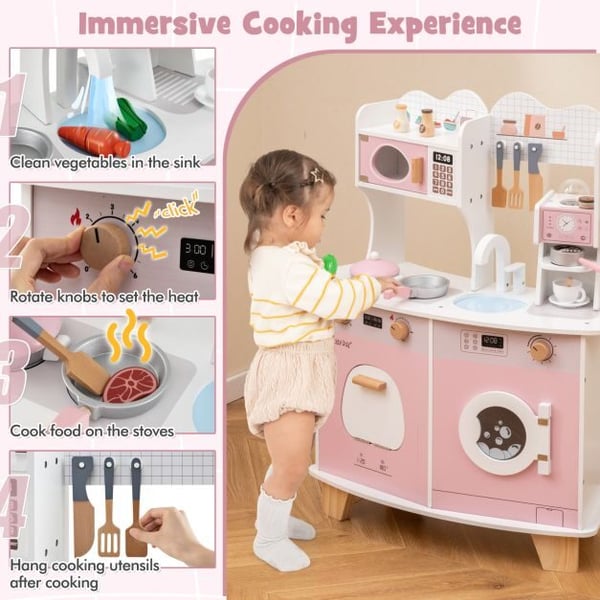 Børnekøkken Legesæt, 71×30×89 cm, Lyserød
