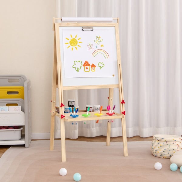 Justerbar Dobbeltsidet Staffeli, 17"-21.5" x 21.5" x 45.5"-57.5", Natur