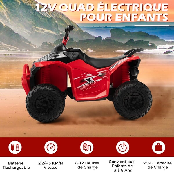 Elektrisk børne ATV, 12V, 96x58x70 cm, rød