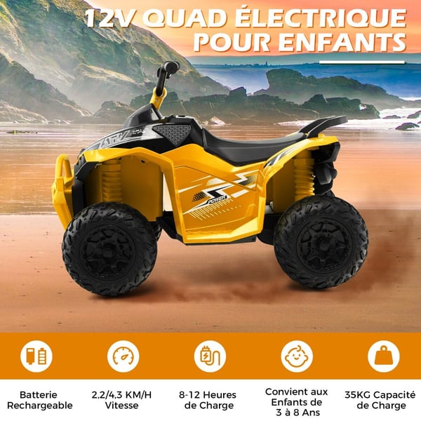 Elektrisk børne ATV, 12V elektrisk børne ATV med 2,2/4,3 KM/H hastighed & horn, musik & LED-lys, 96x58x70 cm, rød