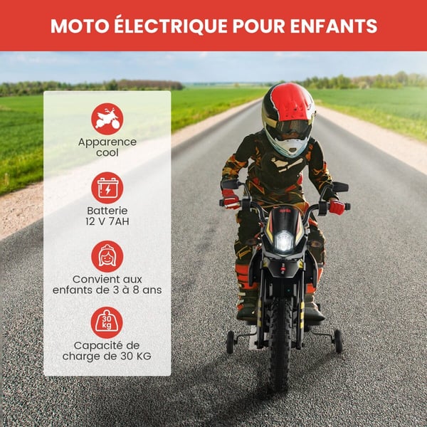 Børns Elektrisk Motorcykel, Aprilia, 106.5x56x80 cm, Sort