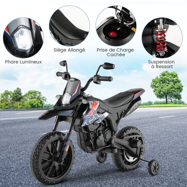 Børnemotorcykel, Aprilia Elektrisk Børnemotorcykel, 106.5x56x80 cm, Blå
