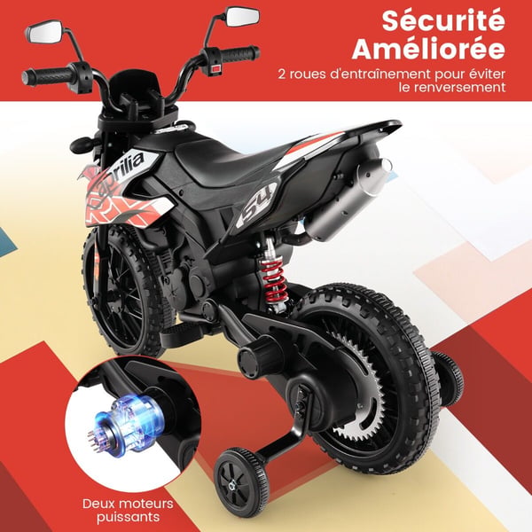 Børns Elektrisk Motorcykel, Aprilia, 106,5x56x80 cm, Rød