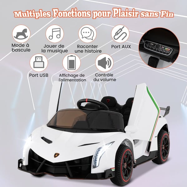 Elektrisk bil til børn, Lamborghini med fjernbetjening, 111x61x45 cm, Sort
